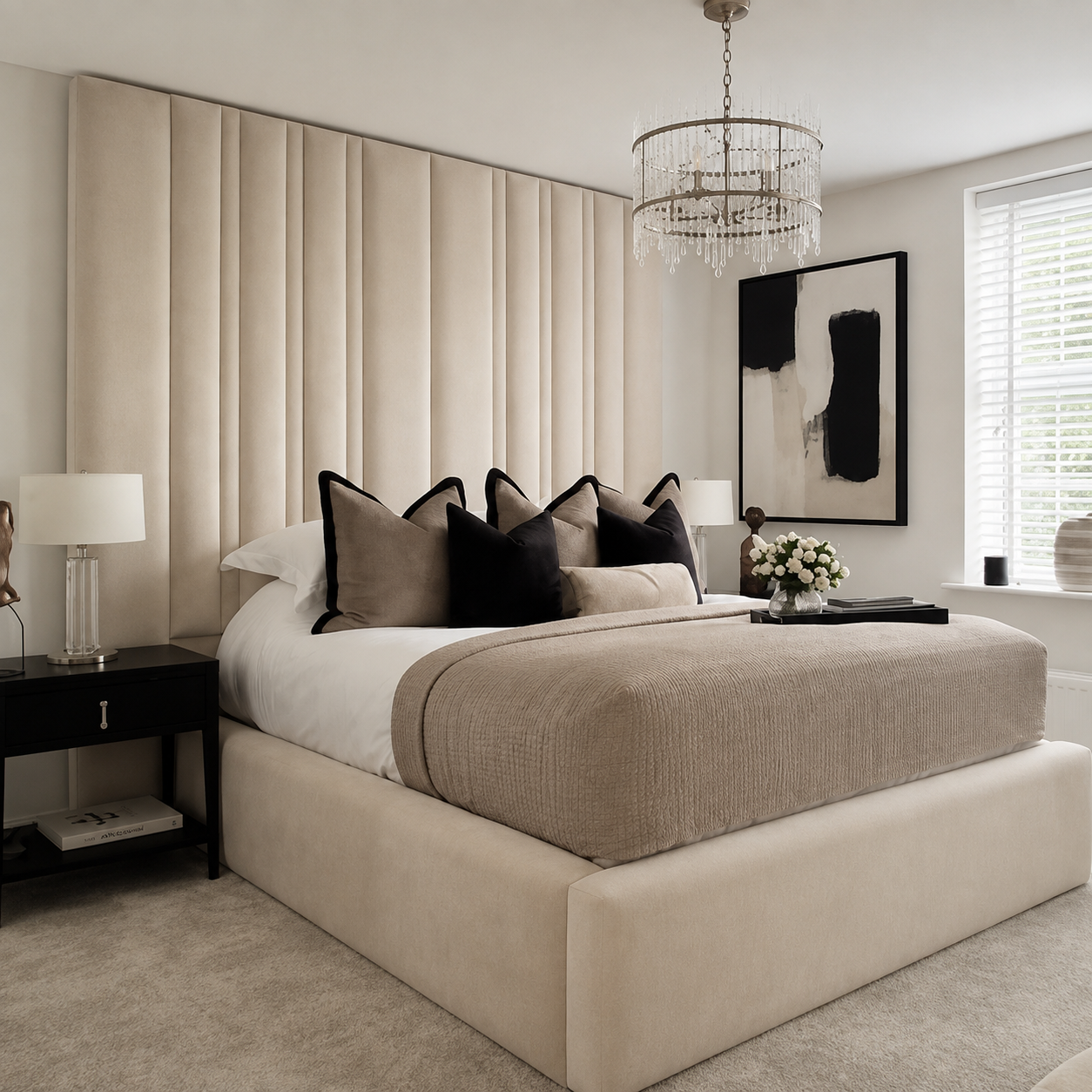 Brandon linestyle Upholstered Bed Frame With Wide Headboard