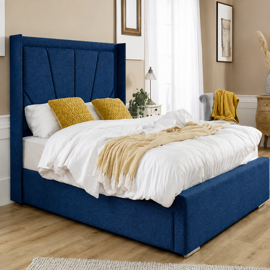 Charlie Wingback Bed in Linoso Fabric