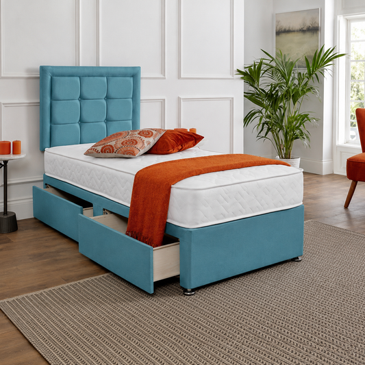 Dora Kids Single Divan Bed in Plush Velvet Fabric