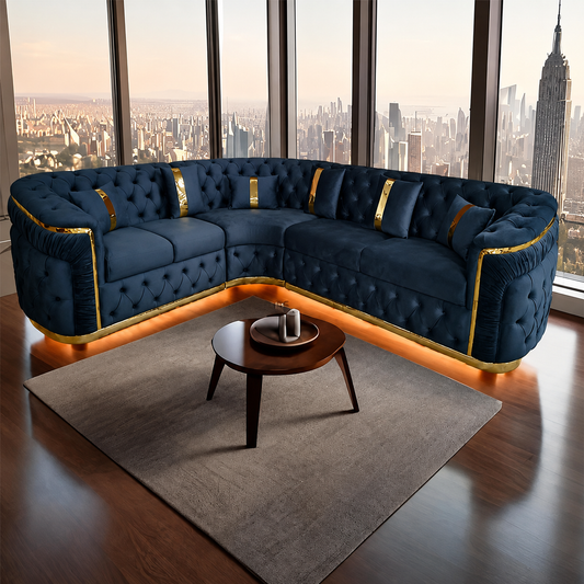 Ambassador Corner Sofa Range in Plush Velvet Fabric