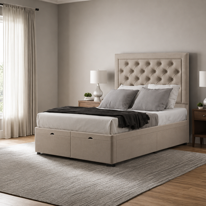 Ottoman Upholstered Storage Bed with Gas Lift – Modern & Durable