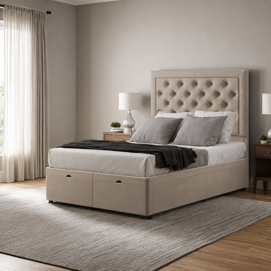 Ottoman Upholstered Storage Bed with Gas Lift – Modern & Durable