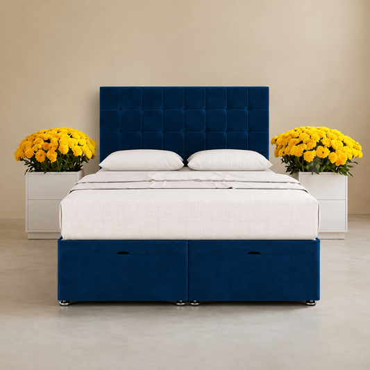 Sloomy Plush Fabric Ottoman Bed Frame with 26" Headboard and Storage