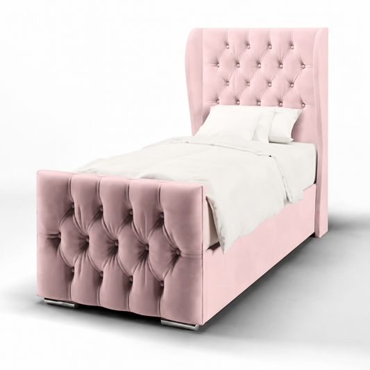 Giggle Winged Kids Bed in Plush Velvet Fabric