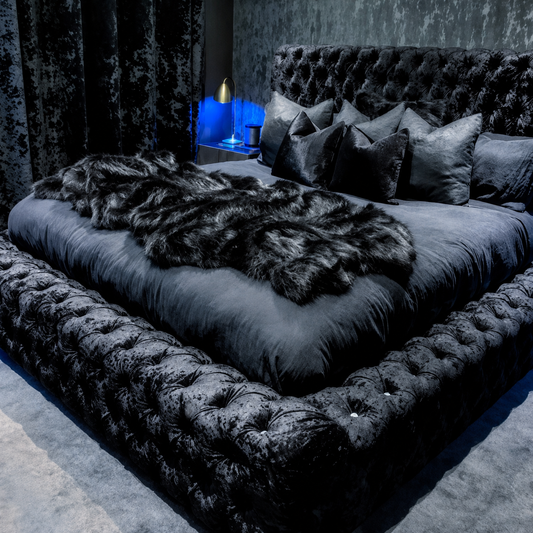 Royal Black Crush Velvet Ambassador Bed