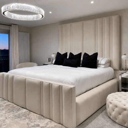 Helen Lined Padded High Headboard Bed