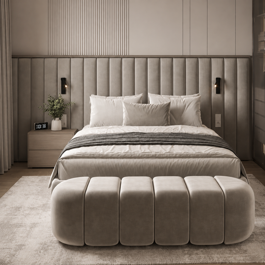 Paris Panel Hotel Style Wide Headboard Bed Frame