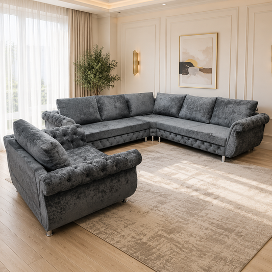 Morris Sofa Set in Plush Velvet Fabric