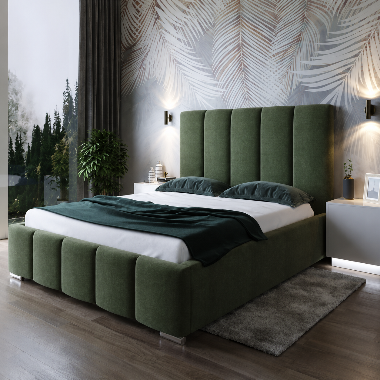 Branday Panel Upholstered Padded Bed Frame