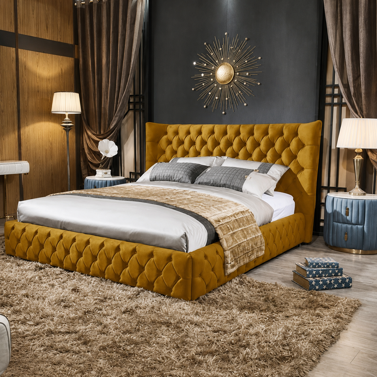 Allen Chesterfield Upholstered Bed Frame