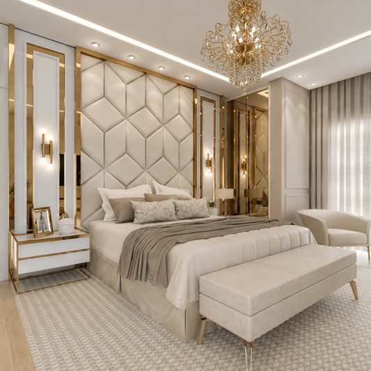 Taiwan Upholstered Bed With Stylish High Headboard