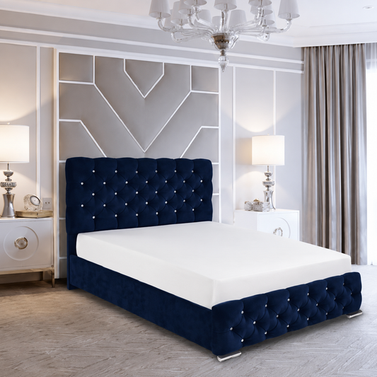 Lina Cheterfield Bed Frame With Diamonds