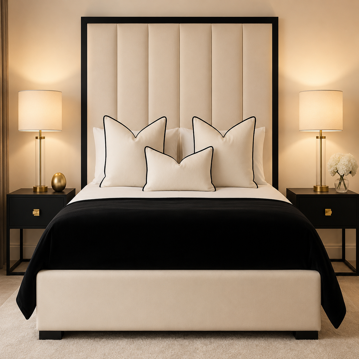 Sleepeaze Panel Upholstered Bed With Black Border