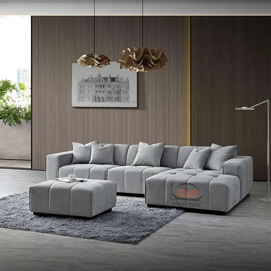 Leonard Right Hand Corner Group Sofa in Cloudy Grey Boucle (Right Hand)