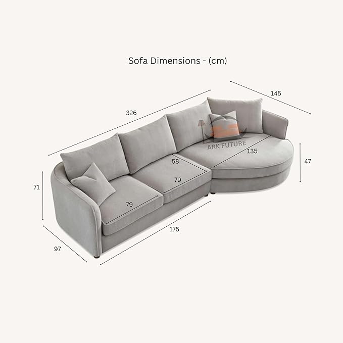 Rubin Corner Chaise Sofa - Pebble Boucle, Modern Curved Design & Stylish (Pebble)