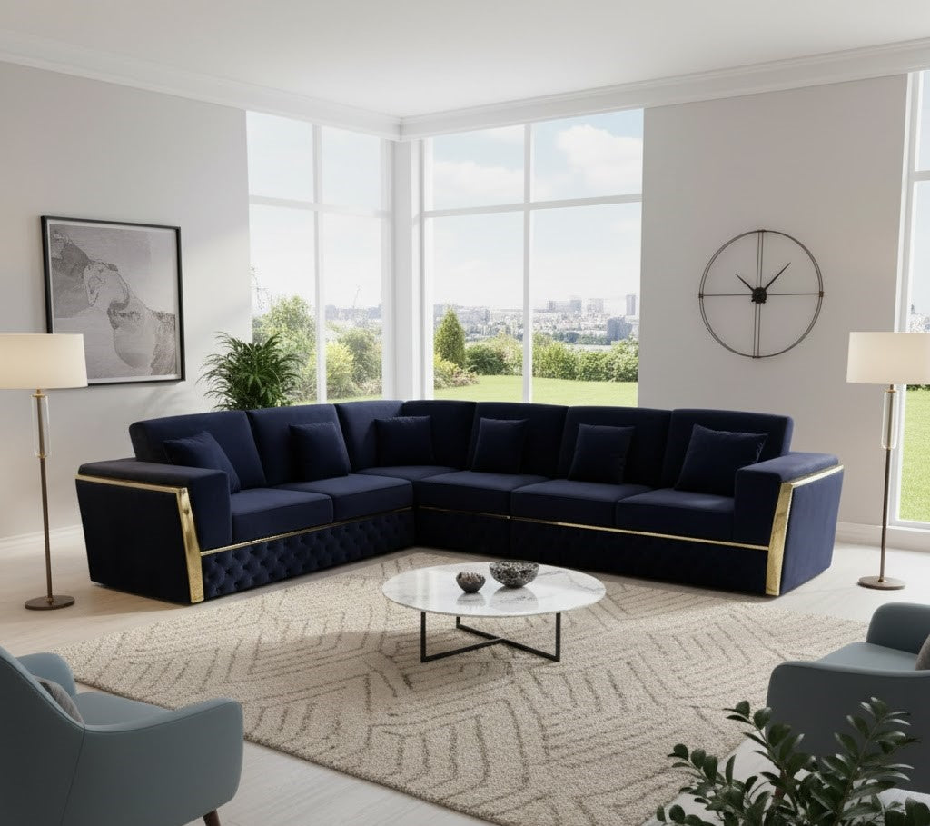 Rambo Luxury L Shape Sofa Plush Velvet – ark future