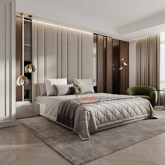 Tulip Panel Upholstered High Bed Frame