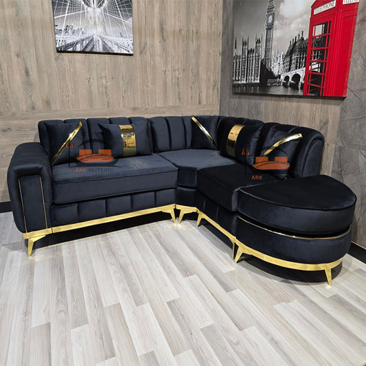 Richmond Upholstered Sofa in Black Plush Fabric