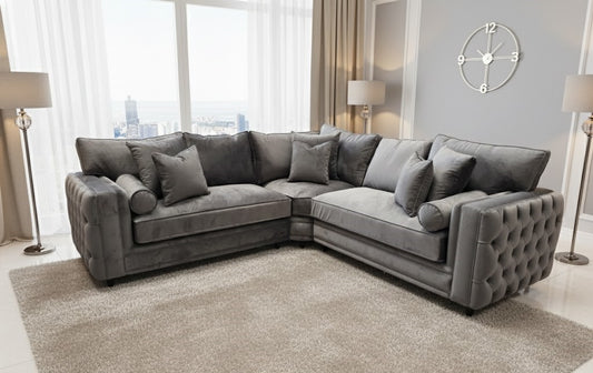 Brighton Bliss Corner Sofa In Plush Velvet Fabric