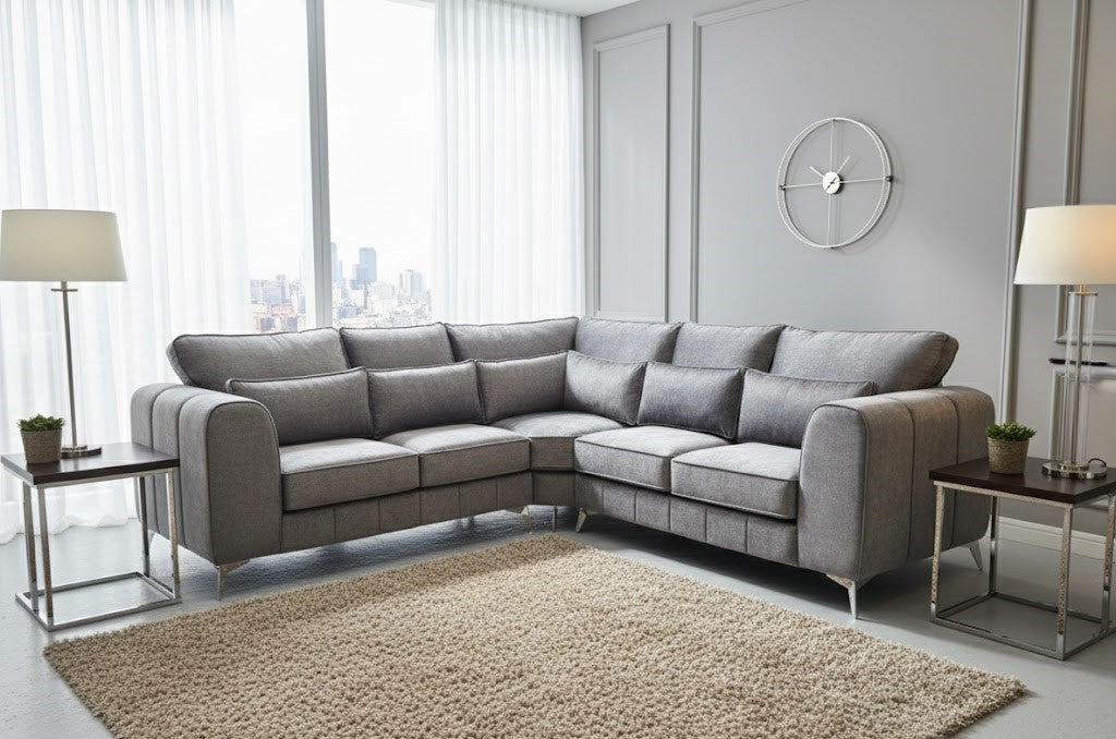 Glasgow Grace Corner Sofa In Plush Velvet Fabric