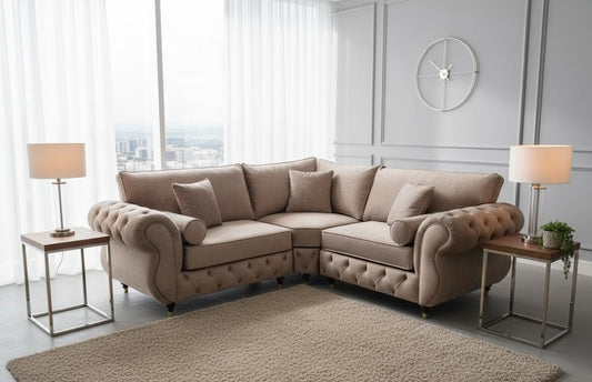 Devon Drift Corner Sofa In Plush Velvet Fabric