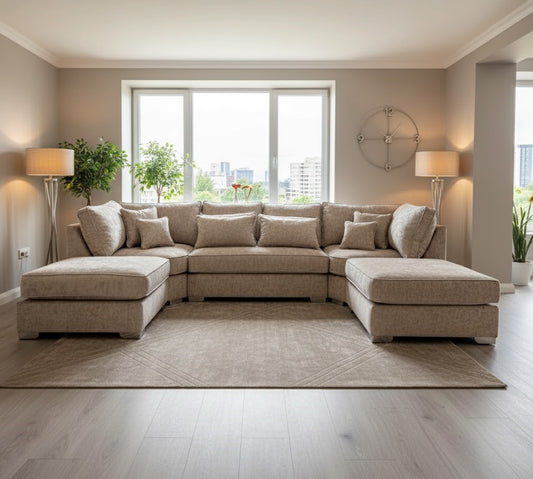 Milton Muse U-Shaped Sofa In Plush Velvet Fabric