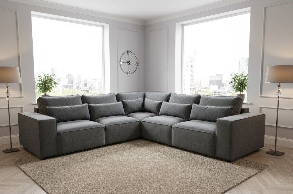 Velvet Vale Corner Sofa In Plush Velvet Fabric