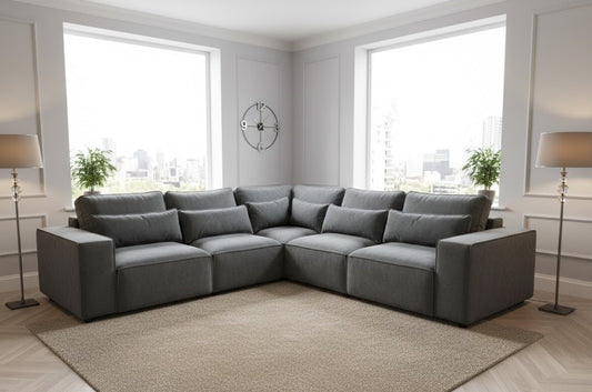 Velvet Vale Corner Sofa In Plush Velvet Fabric