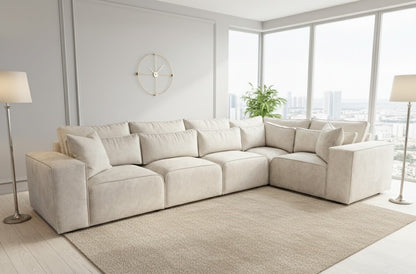 The Cloud County L-Shaped Sofa In Plush Velvet Fabric