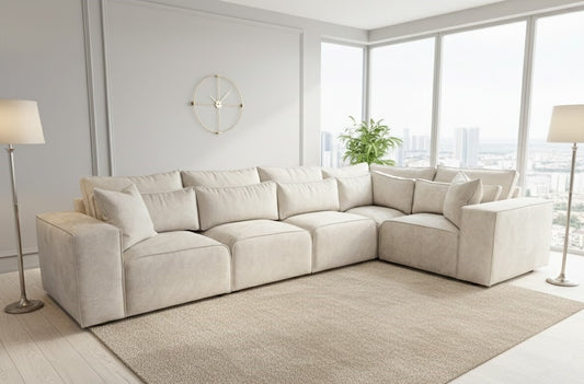 The Cloud County L-Shaped Sofa In Plush Velvet Fabric