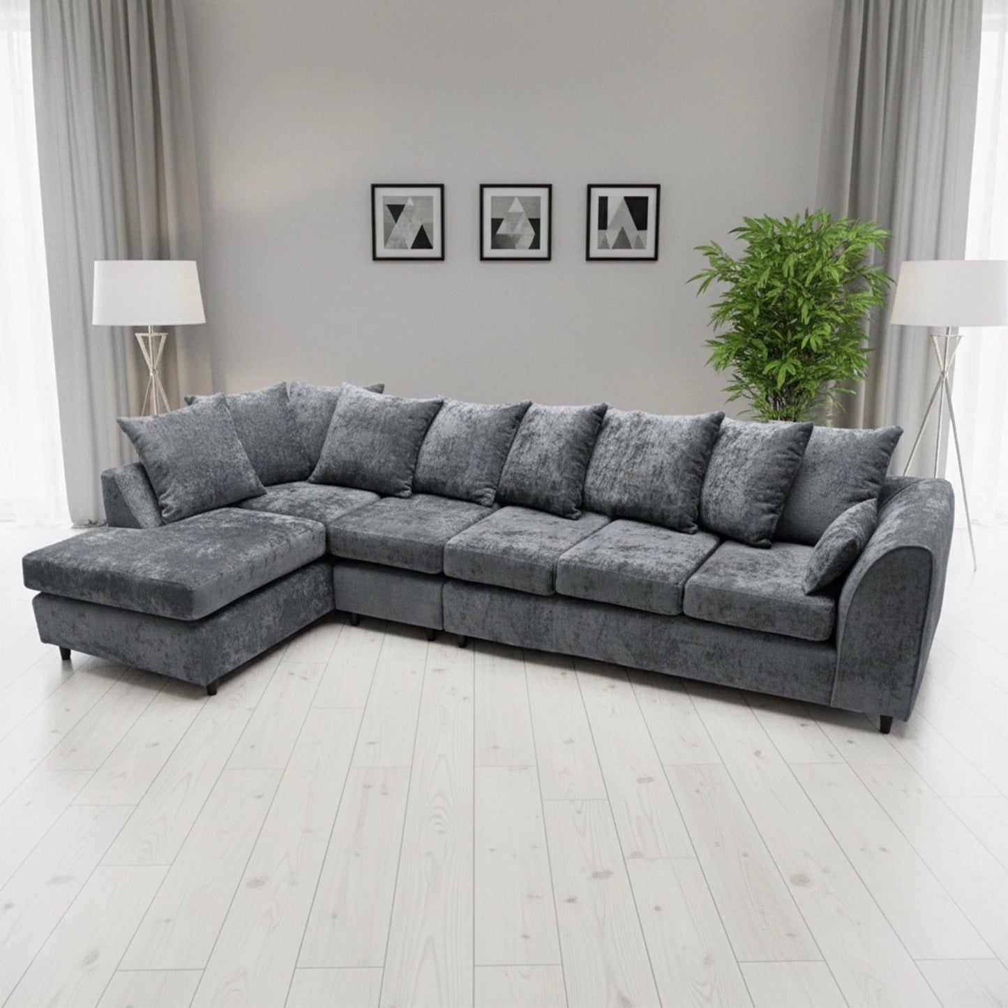 Stone Aura Left-Hand Chaise L-Shaped Sofa