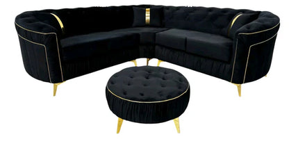 Hermes Ambassador Panel Sofa with Metal Trim Accents