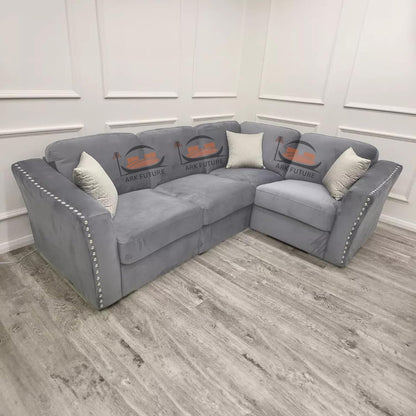 Lincoln 4-Piece Modular Corner Sofa, Velvet Upholstery, Spacious Seating.