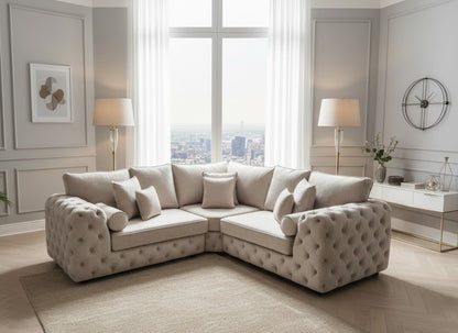 Sloane Corner Sofa in Plush Velvet Fabric