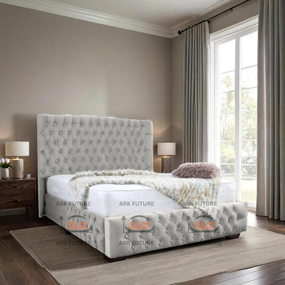 Eleganza Plush 4-Inch Bed Frame with Curved Headboard
