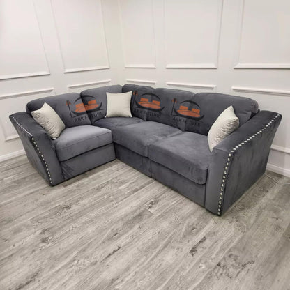 Lincoln 4-Piece Modular Corner Sofa, Velvet Upholstery, Spacious Seating.