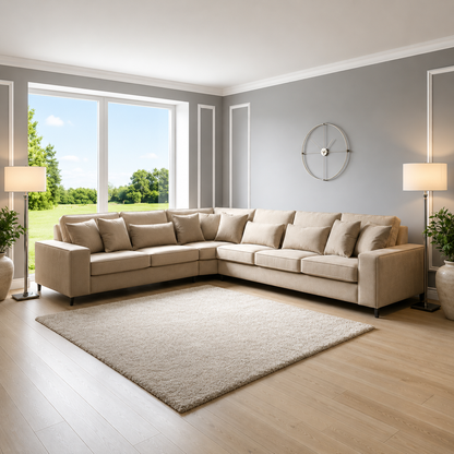 Helen Luxury Corner Sofa With Golden Legs