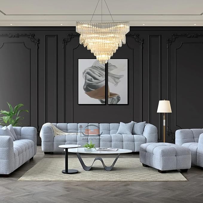Tribeca Stool Range in Luxurious Pearl Boucle Fabric for Modern Interiors (Stool)