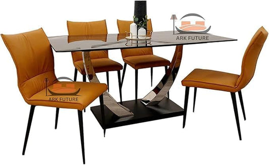 Venus 160cm Black Sintered Stone Dining Table & 4 Flora Tan Chairs (Grey Flora)