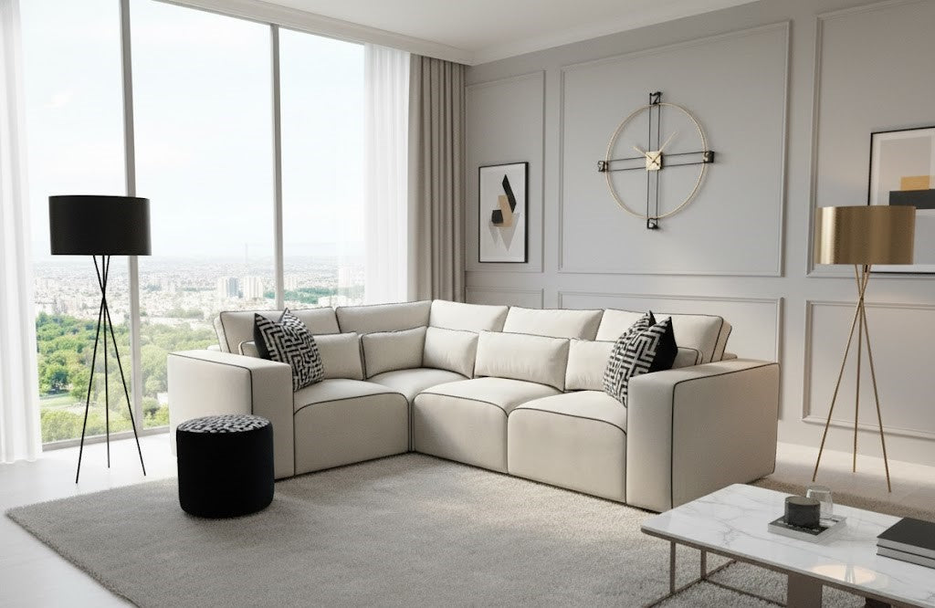 Tammy Modular Sectional L Shape Sofa In Plush Velvet