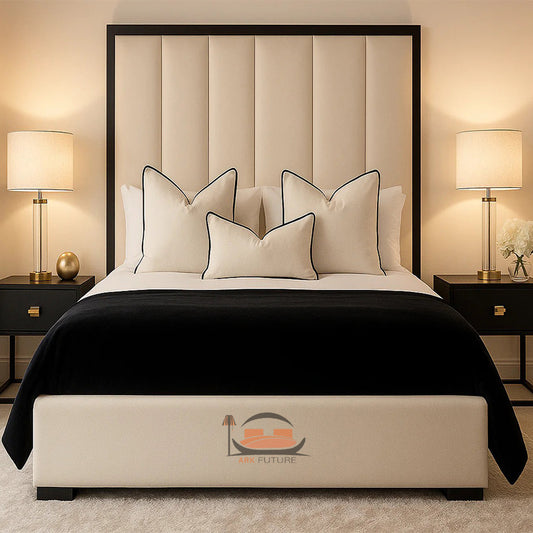 Theodore Paneled Upholstered Bed With Black Border