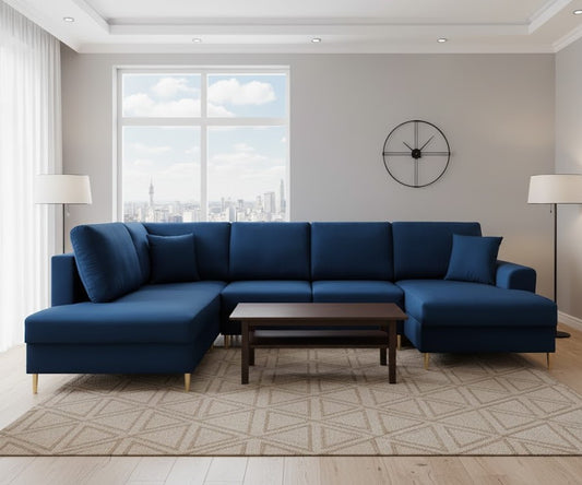 Treddy U Shape Right and Left Corner U Shape Sofa in Plush Velvet