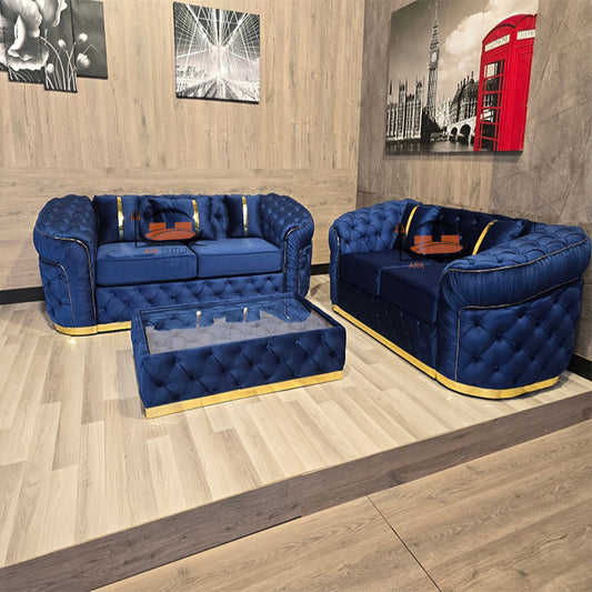 Meghan chesterfield Design Sofa in Plush Fabric