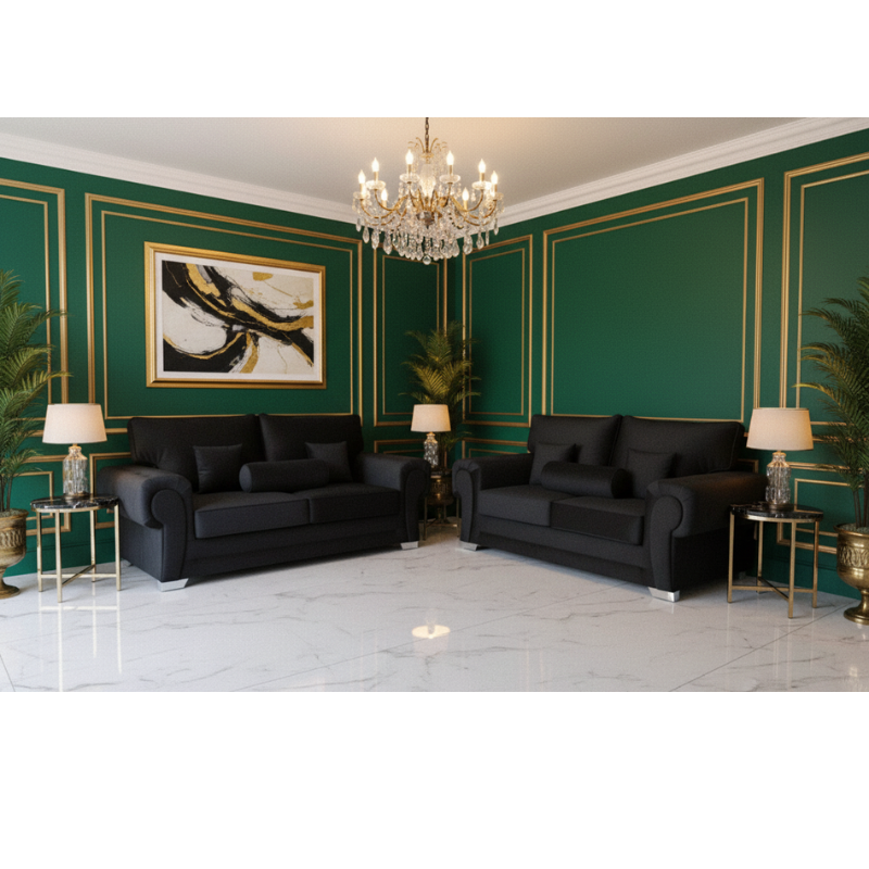 Humpty Ark Future 3 + 2 Seater Sofa in Plush Velvet Fabric