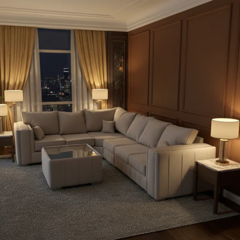 Rex Chesterfield 5 Seater Corner Sofa in Plush Velvet Fabric