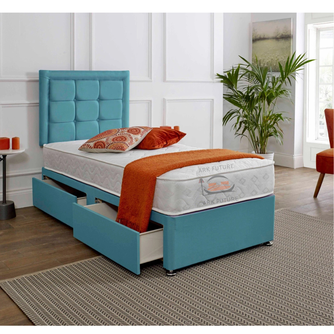 Dora Kids Single Divan Bed in Plush Velvet Fabric