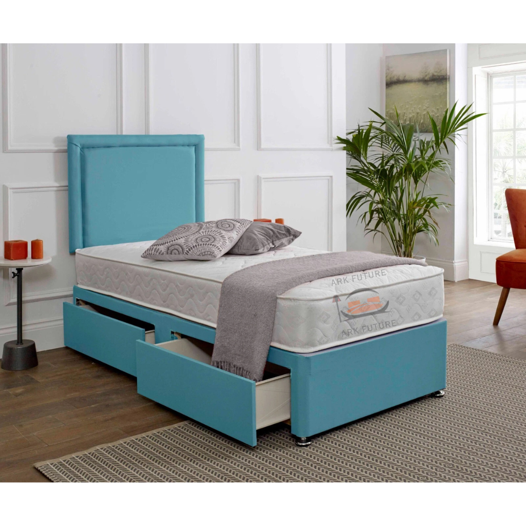 Dora Kids Single Divan Bed in Plush Velvet Fabric