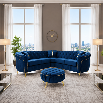 Hermes Ambassador Panel Sofa with Metal Trim Accents