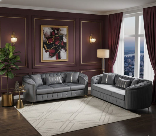 The Forest Flair 3+2 Seater Sofa In Plush Velvet Fabric