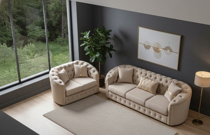 The London Loom 3+2 Seater Sofa In Plush Velvet Fabric